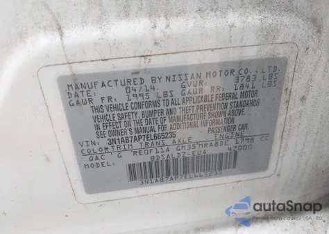 2014 Nissan Sentra Sv from USA, damaged, VIN 3N1AB7AP7EL665235